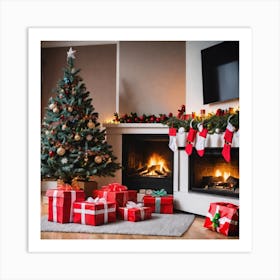 Christmas Tree With Presents 13 Art Print