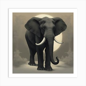 Elephant In The Moonlight Art Print