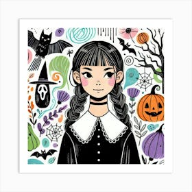 wedenesday adams Halloween Girl Art Print