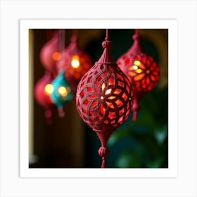 Ornaments Hanging From A Tree Poster