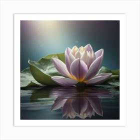 The Magic of the Floating Water Lily: The Beauty of Serene Nature"** "A depiction of the delicate and harmonious beauty of the water lily floating gracefully over the water Póster