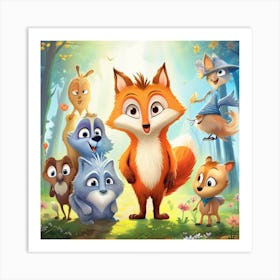 Fox And His Friends Art Print