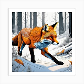 Fox In The Woods 39 Art Print