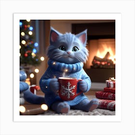 Christmas Cat 3 Art Print