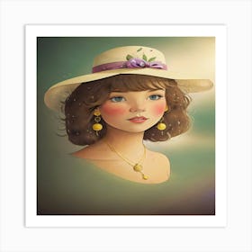 Girl In Hat Art Print