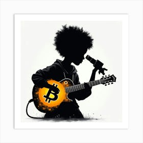 Bitcoin Girl Playing Guitar Art Print