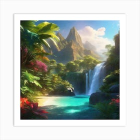 Waterfall In The Jungle 47 Art Print