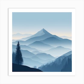 Misty mountains background in blue tone 17 Art Print