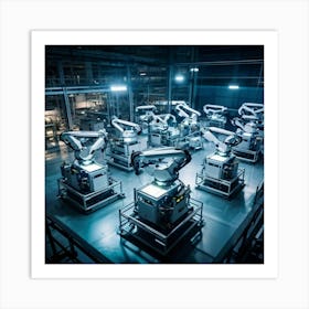 Aerial Drone View Capturing A Sprawling Futuristic Factory Panels Of Intricate Ai Control Systems B (2) Art Print