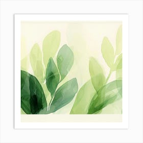 Watercolor Of Green Leaves 1 Art Print