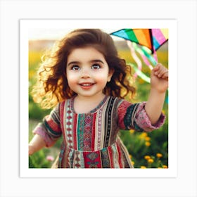 Little Girl With A Kite 1 Art Print