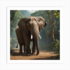 Elephant In The Forest Art Print