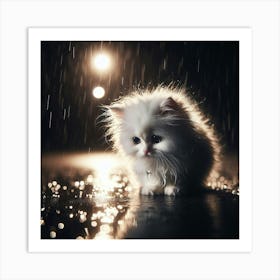 Kitten In The Rain 3 Art Print