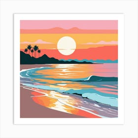 Sunset On The Beach 12 Art Print