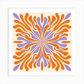 Abstract liquid petals - violet and orange Art Print