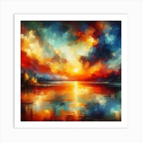 Sunset Over The Lake Art Print