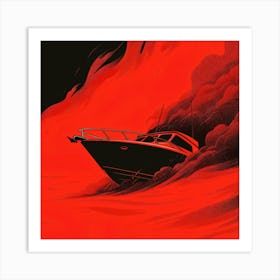 Boat In The Flames Art Print