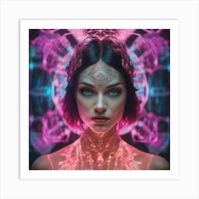 Futuristic Neon Laser Space Princess Art Print