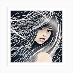 Girl With Long Hair Art Print