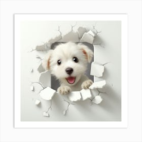 Puppy In A Hole Art Print