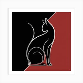 Cat In Black And Red 1 Art Print