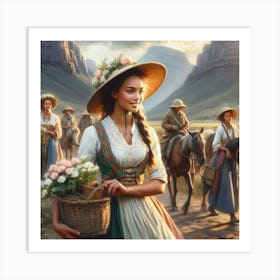 Girl With A Basket Art Print