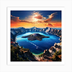 Crater Lake National Park Aerial View Art Print