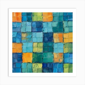 Blue Squares 5 Art Print