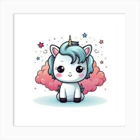 Unicorn With Rainbow Mane 5 Art Print