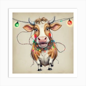 Christmas Cow 1 Art Print