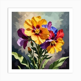 Wallflower Floral Botanical Vintage Poster Flower Art Print Art Print