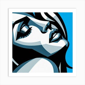 Abstract cubist of woman's face 2 Art Print