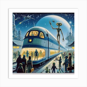 Aliens On The Train Art Print