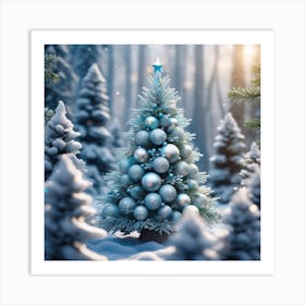 Christmas Tree In The Snow 15 Art Print