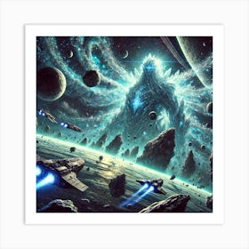 A Sci Fi Depiction Of Kaiju Awakening, Illustrat Art Print