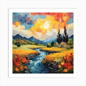 Sunset In The Countryside Art Print