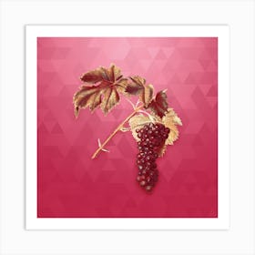 Vintage Black Aleatico Grape Botanical in Gold on Viva Magenta n.0034 Art Print