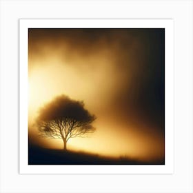 Lone Tree In The Fog Art Print