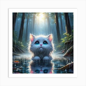 Cat In The Rain 2 Art Print