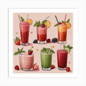 Default Nonalcoholic Cocktails And Smoothies Aesthetic 1 Art Print