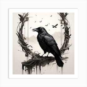 Cute crow animal Art Print