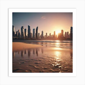 Dubai Skyline At Sunset Art Print