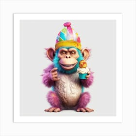 Birthday Monkey 4 Art Print