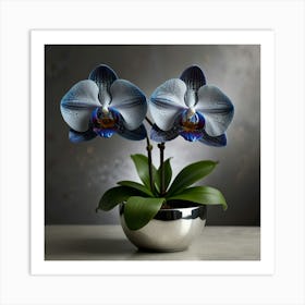 Orchids In A Silver Bowl Art Print