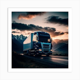 Sunset With Truck (20) Art Print