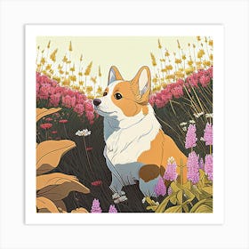 Corgi In The Meadow Art Print