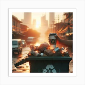 Starbucks Coffee Cup In Trash Bin Art Print