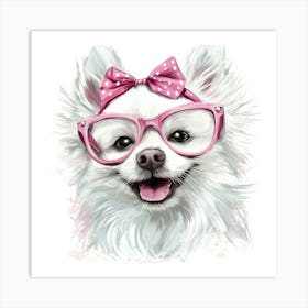 Pomeranian With Glasses Art Print