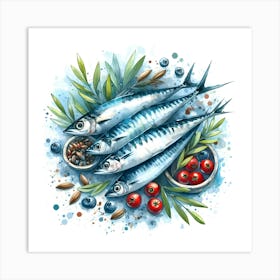 Watercolor Fishes Art Print Art Print