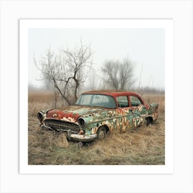 Abandoned Car in a Field # 3 Art Print